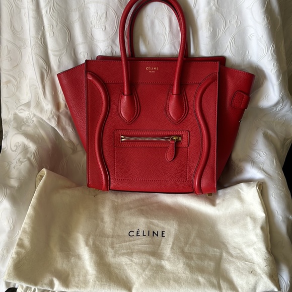 Red Celine Micro Luggage handbag. Used once. Comes with dust bag. - Picture 8 of 8